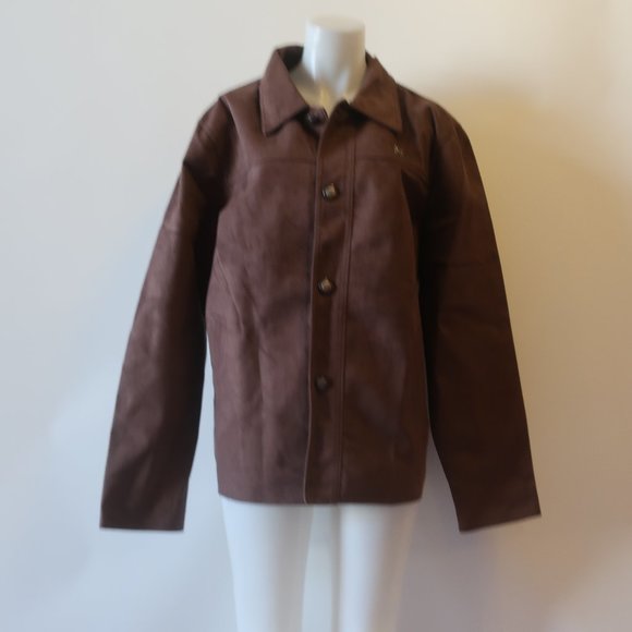 NWT Mens A Collezioni Italia Brown Button-Up Faux Suede Jacket XXL * - Picture 8 of 12